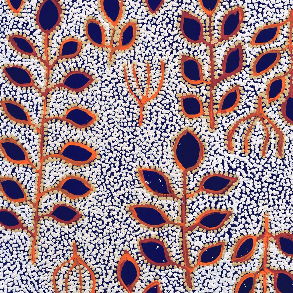 Aboriginal Artwork by Juliette Nampijinpa Brown, Ngapa Jukurrpa (Water Dreaming) - Mikanji, 91x61cm