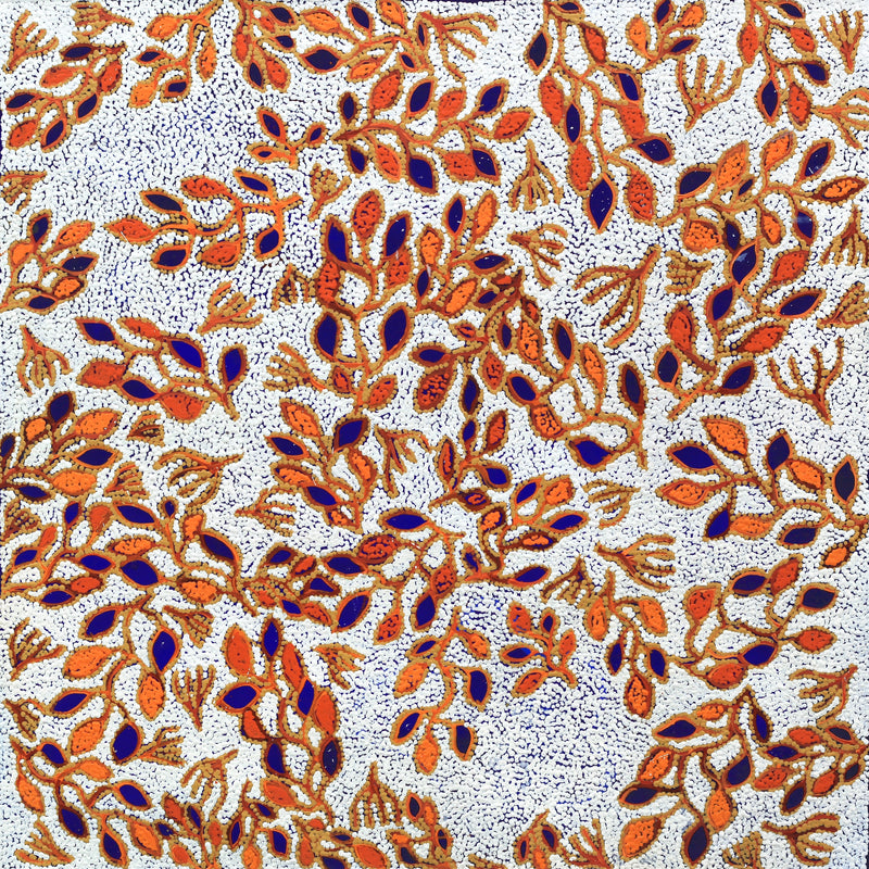 Aboriginal Artwork by Juliette Nampijinpa Brown, Ngapa Jukurrpa (Water Dreaming) - Mikanji, 91x91cm