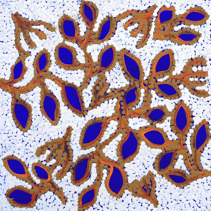 Aboriginal Artwork by Juliette Nampijinpa Brown, Ngapa Jukurrpa (Water Dreaming) - Mikanji, 30x30cm