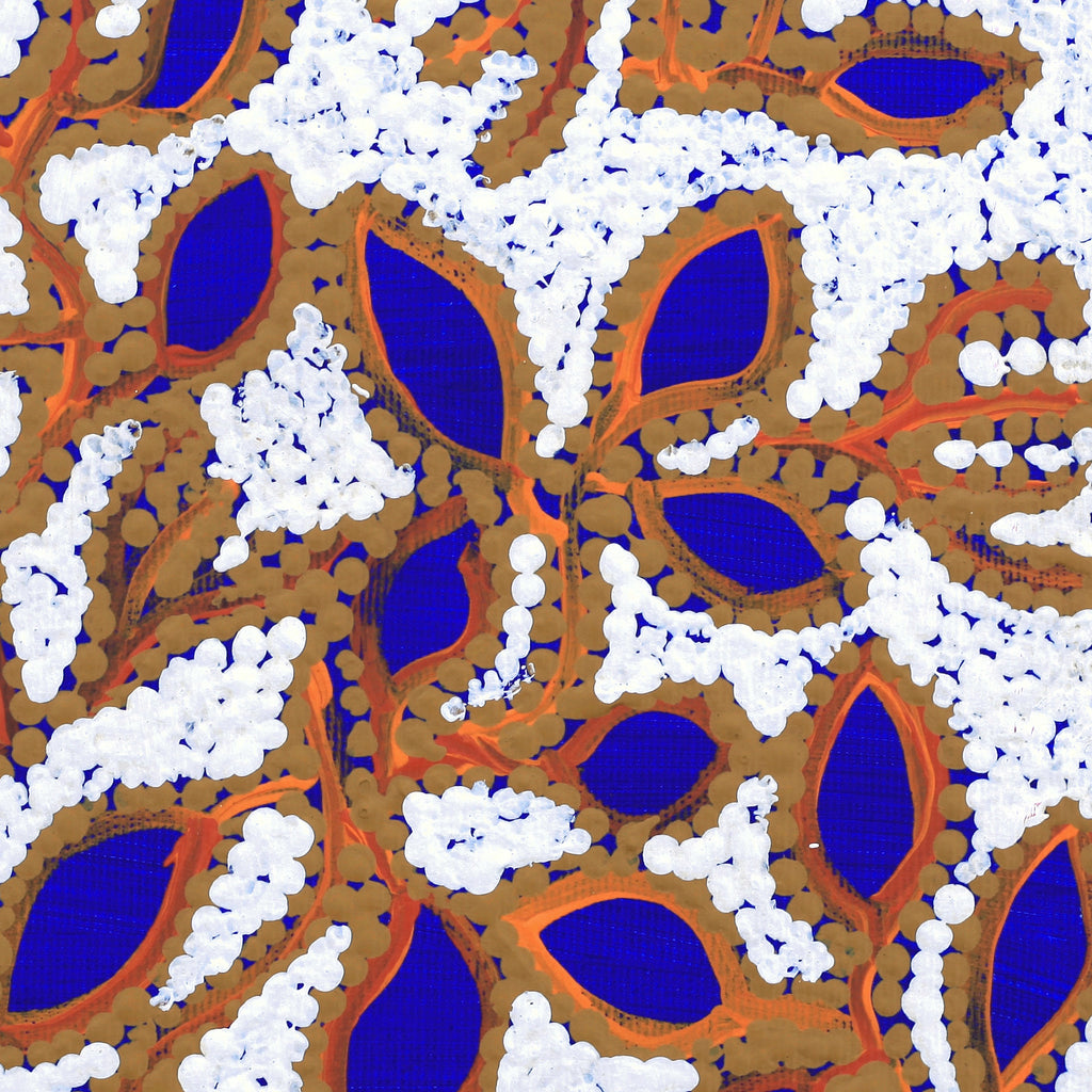 Aboriginal Artwork by Juliette Nampijinpa Brown, Ngapa Jukurrpa (Water Dreaming) - Mikanji, 30x30cm