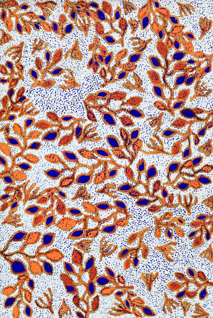 Aboriginal Artwork by Juliette Nampijinpa Brown, Ngapa Jukurrpa (Water Dreaming) - Mikanji, 91x61cm