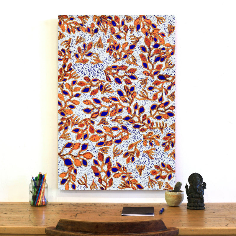 Aboriginal Artwork by Juliette Nampijinpa Brown, Ngapa Jukurrpa (Water Dreaming) - Mikanji, 91x61cm