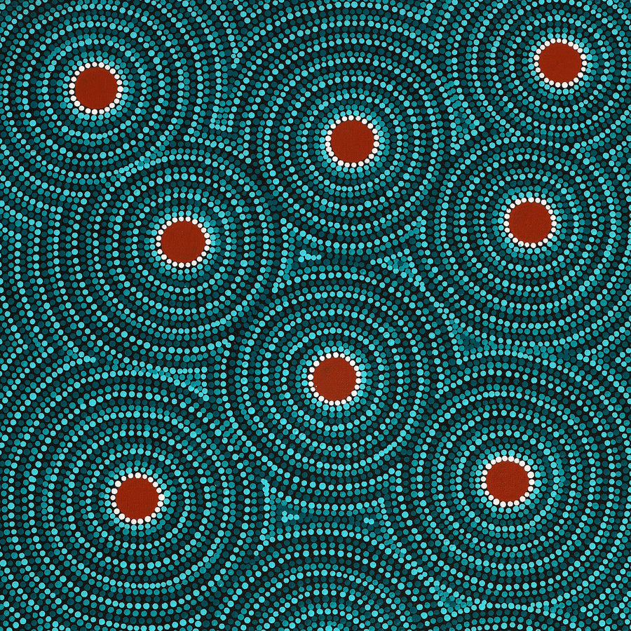 Aboriginal Artwork by Justine Nakamarra Nelson, Yarla Jukurrpa (Bush Potato Dreaming) - Cockatoo Creek, 91x46cm