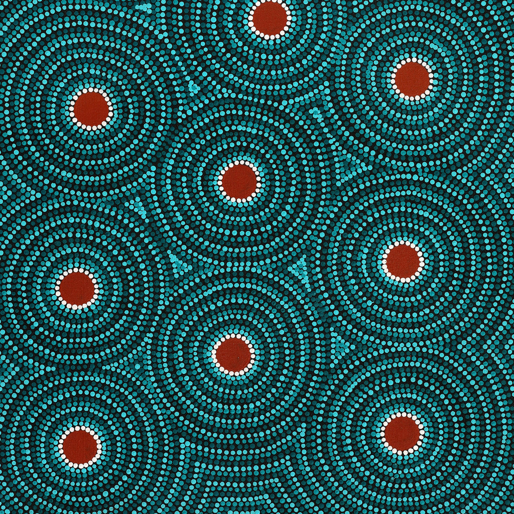 Aboriginal Artwork by Justine Nakamarra Nelson, Yarla Jukurrpa (Bush Potato Dreaming) - Cockatoo Creek, 91x46cm - ART ARK®
