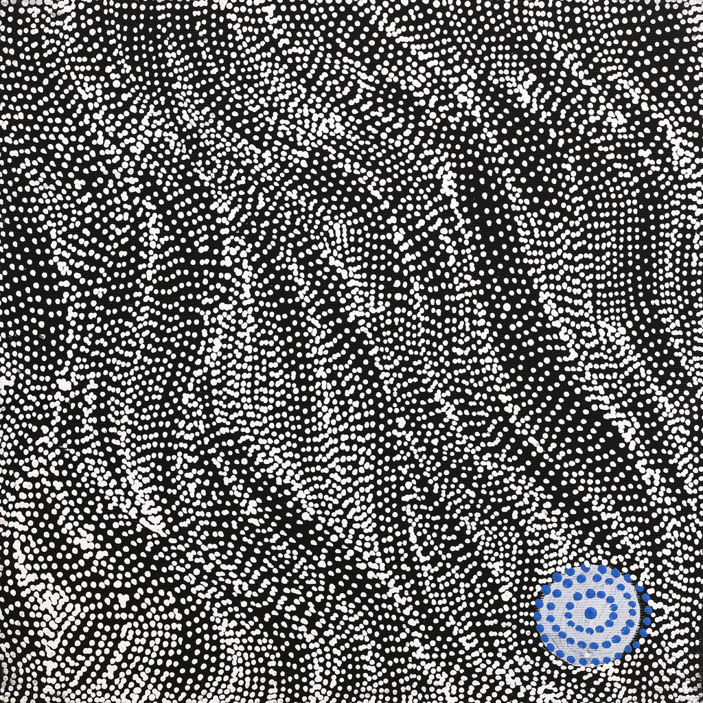 Aboriginal Artwork by Justinna Napaljarri Sims, Napaljarri-Warnu Jukurrpa (Seven Sisters Dreaming), 30x30cm
