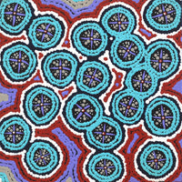 Aboriginal Artwork by Kaylisha Napaljarri Ross, Ngatijirri Jukurrpa (Budgerigar Dreaming), 30x30cm