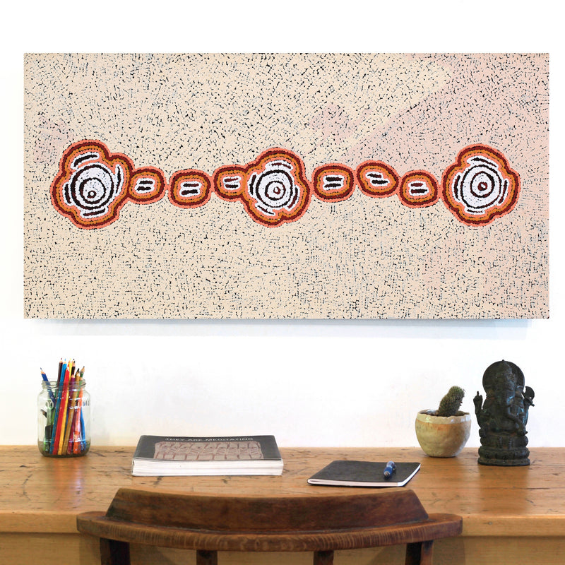 Aboriginal Artwork by Kara Napangardi Ross, Pamapardu Jukurrpa (Flying Ant Dreaming) - Warntungurru, 91x46cm