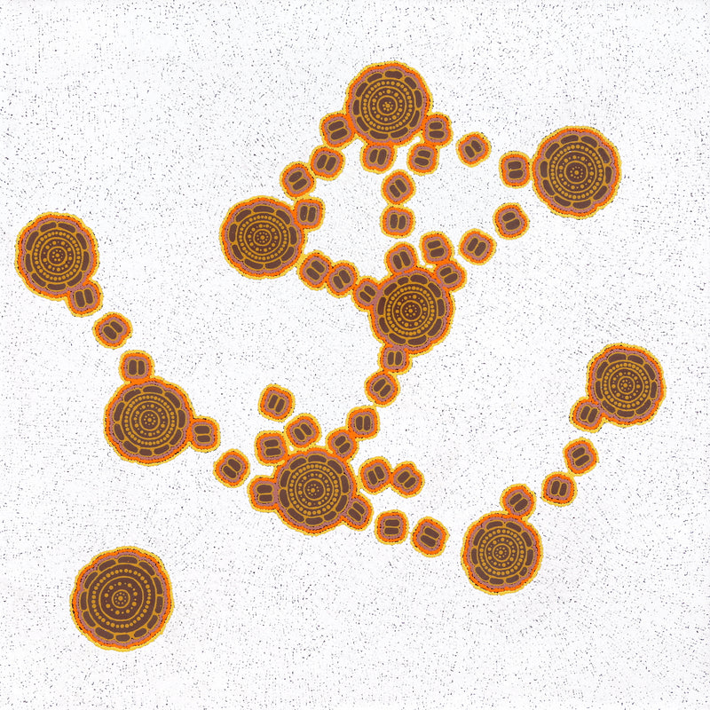 Aboriginal Artwork by Kara Napangardi Ross, Pamapardu Jukurrpa (Flying Ant Dreaming) - Warntungurru, 107x107cm