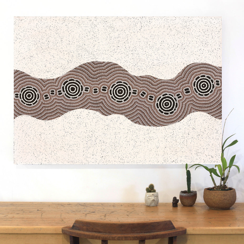 Aboriginal Artwork by Kara Napangardi Ross, Pamapardu Jukurrpa (Flying Ant Dreaming) - Warntungurru, 107x76cm