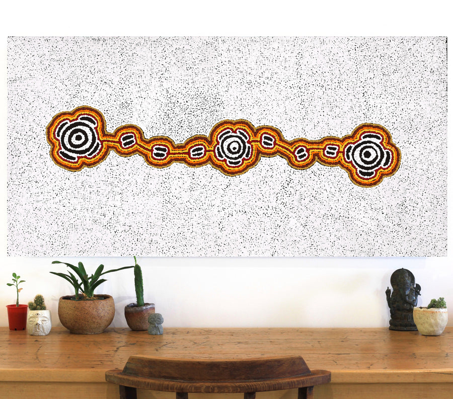Aboriginal Artwork by Kara Napangardi Ross, Pamapardu Jukurrpa (Flying Ant Dreaming) - Warntungurru, 122x61cm