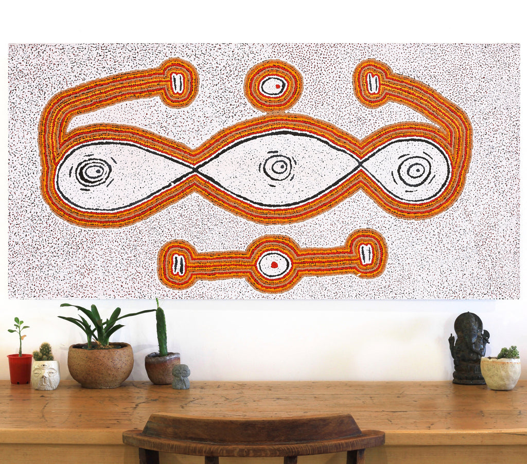 Aboriginal Artwork by Kara Napangardi Ross, Pamapardu Jukurrpa (Flying Ant Dreaming) - Warntungurru, 122x61cm