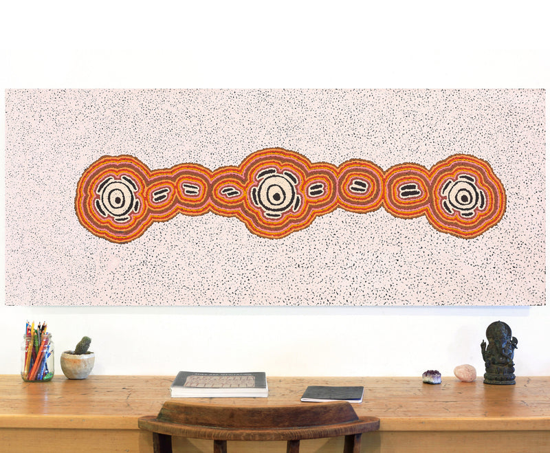 Aboriginal Artwork by Kara Napangardi Ross, Pamapardu Jukurrpa (Flying Ant Dreaming) - Warntungurru, 152x61cm