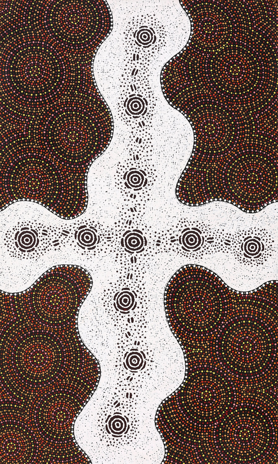 Aboriginal Artwork by Kara Napangardi Ross, Pamapardu Jukurrpa (Flying Ant Dreaming) - Warntungurru, 152x91cm