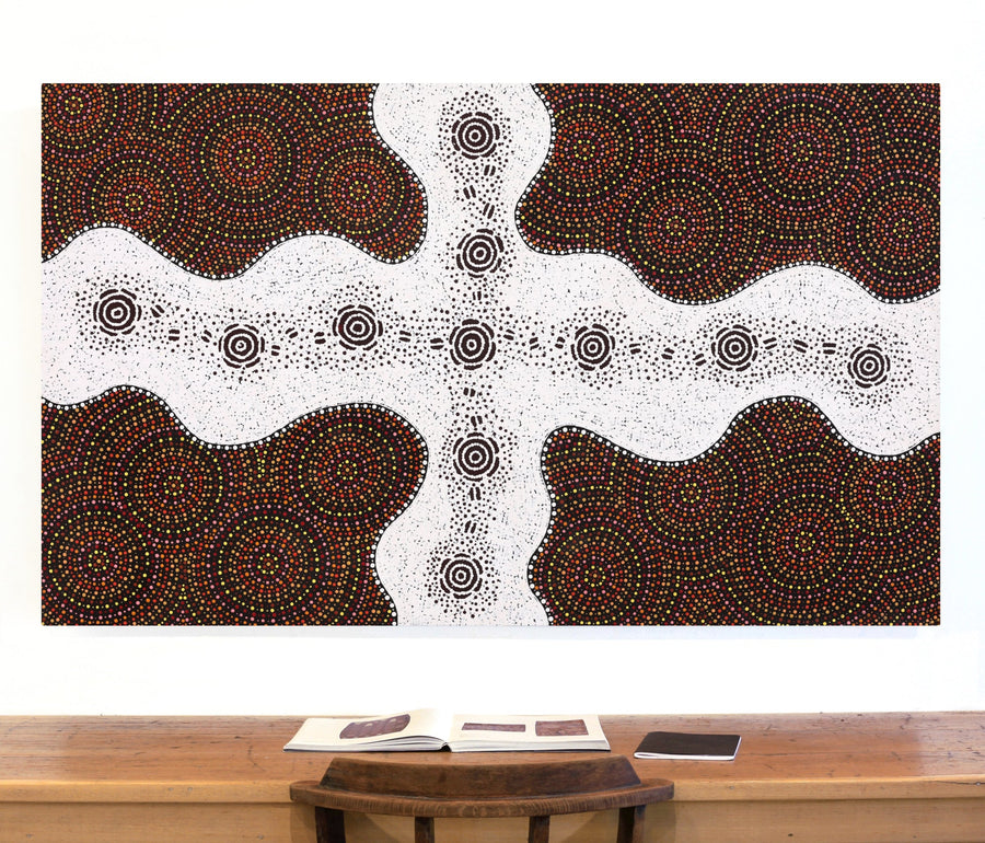 Aboriginal Artwork by Kara Napangardi Ross, Pamapardu Jukurrpa (Flying Ant Dreaming) - Warntungurru, 152x91cm