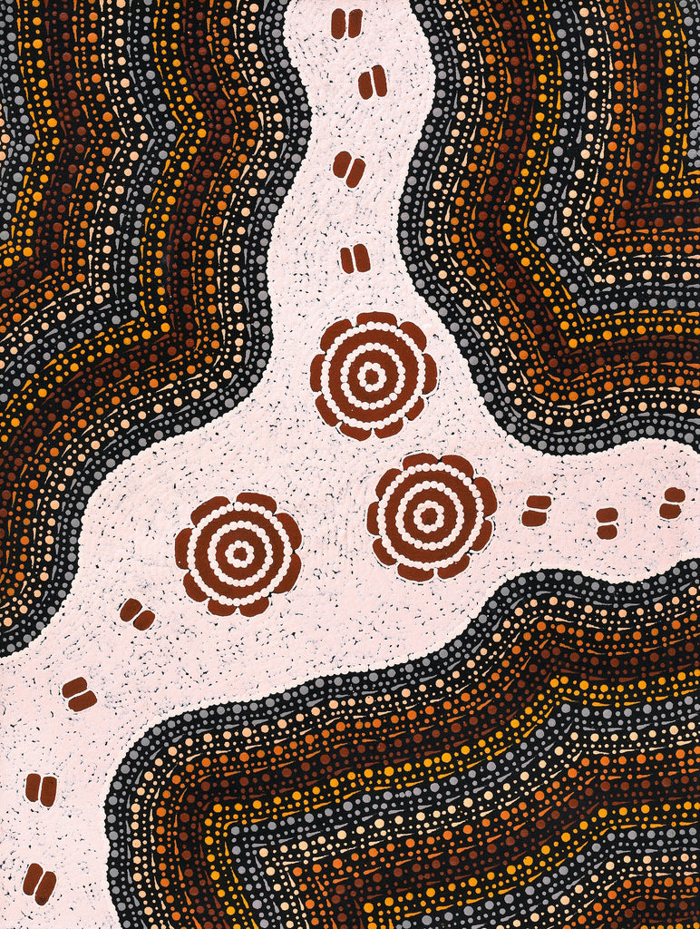 Aboriginal Artwork by Kara Napangardi Ross, Pamapardu Jukurrpa (Flying Ant Dreaming) - Warntungurru, 61x46cm - ART ARK®