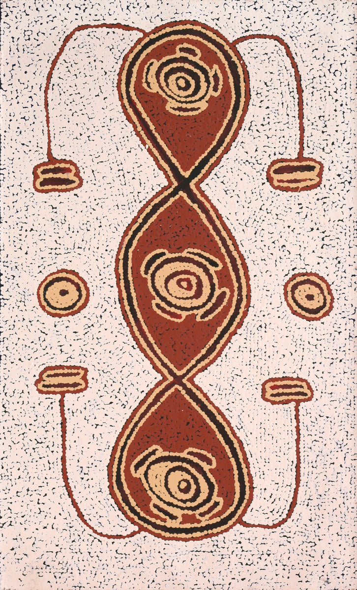 Aboriginal Art by Kara Napangardi Ross, Pamapardu Jukurrpa (Flying Ant Dreaming) - Warntungurru, 76x46cm - ART ARK®