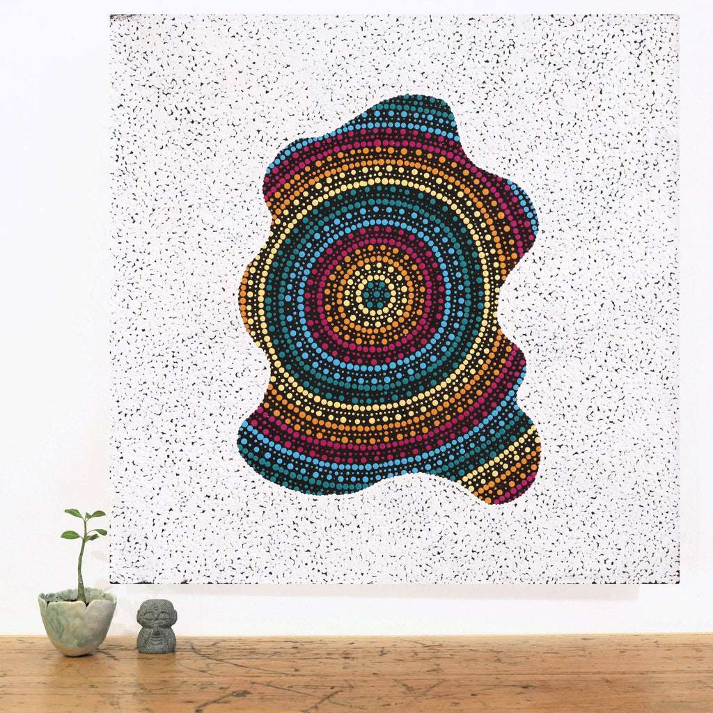Aboriginal Artwork by Kara Napangardi Ross, Pamapardu Jukurrpa (Flying Ant Dreaming) - Warntungurru, 61x61cm