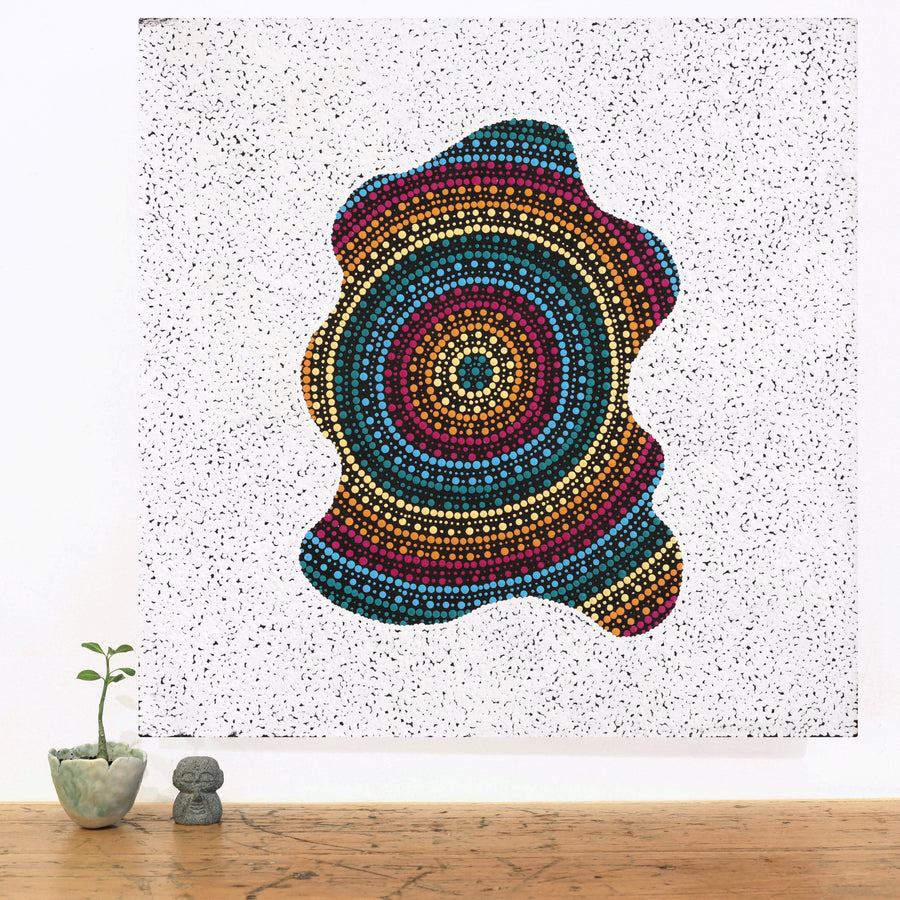 Aboriginal Artwork by Kara Napangardi Ross, Pamapardu Jukurrpa (Flying Ant Dreaming) - Warntungurru, 61x61cm
