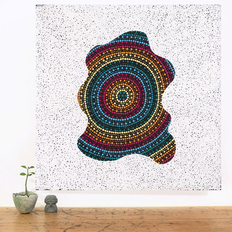 Aboriginal Artwork by Kara Napangardi Ross, Pamapardu Jukurrpa (Flying Ant Dreaming) - Warntungurru, 61x61cm