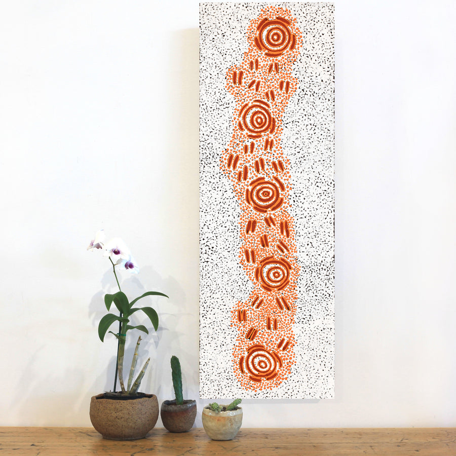 Aboriginal Artwork by Kara Napangardi Ross, Pamapardu Jukurrpa (Flying Ant Dreaming) - Warntungurru, 91x30cm