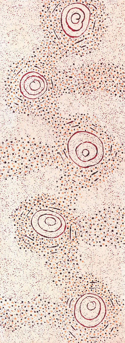 Aboriginal Art by Kara Napangardi Ross, Pamapardu Jukurrpa (Flying Ant Dreaming) - Warntungurru, 122x46cm - ART ARK®