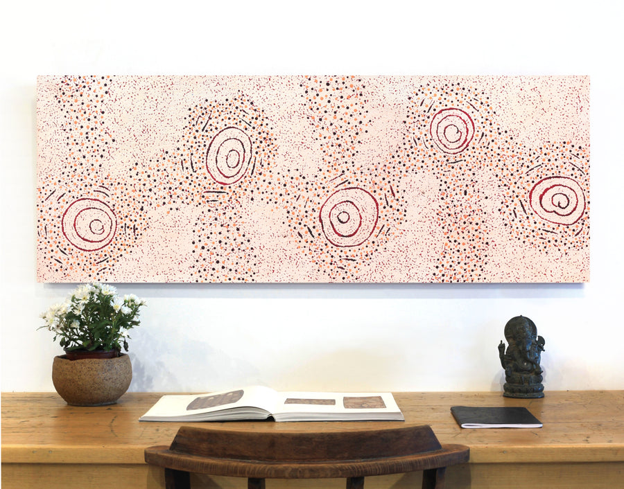 Aboriginal Artwork by Kara Napangardi Ross, Pamapardu Jukurrpa (Flying Ant Dreaming) - Warntungurru, 122x46cm