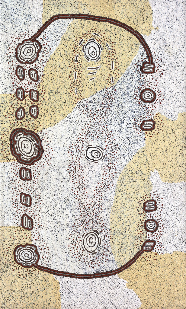Aboriginal Art by Kara Napangardi Ross, Pamapardu Jukurrpa (Flying Ant Dreaming) - Warntungurru, 152x91cm - ART ARK®