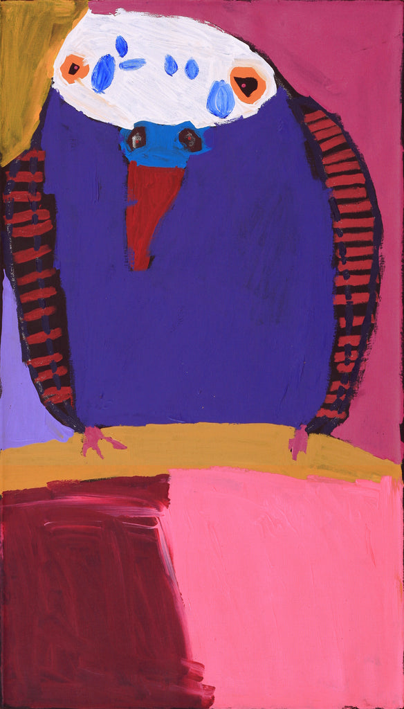 Aboriginal Artwork by Karen Napaljarri Barnes, Budgie, 107x61cm