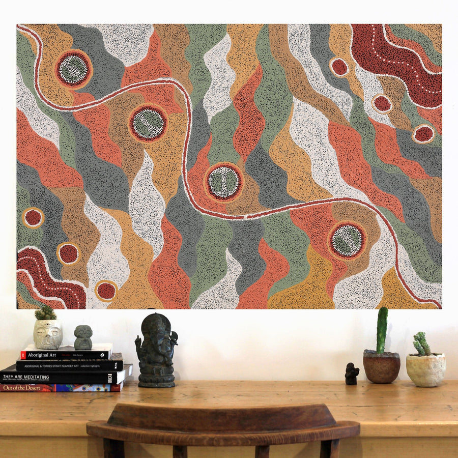 Aboriginal Artwork by Karen Norman, Kungkarangkalpa (Seven Sisters Story), 91x61cm
