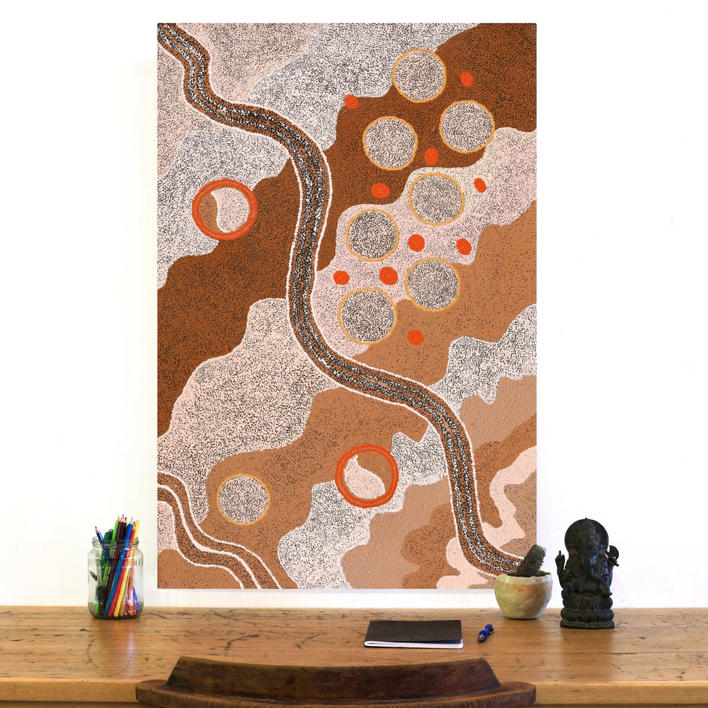 Aboriginal Artwork by Karen Norman, Kungkarangkalpa (Seven Sisters Story), 91x61cm