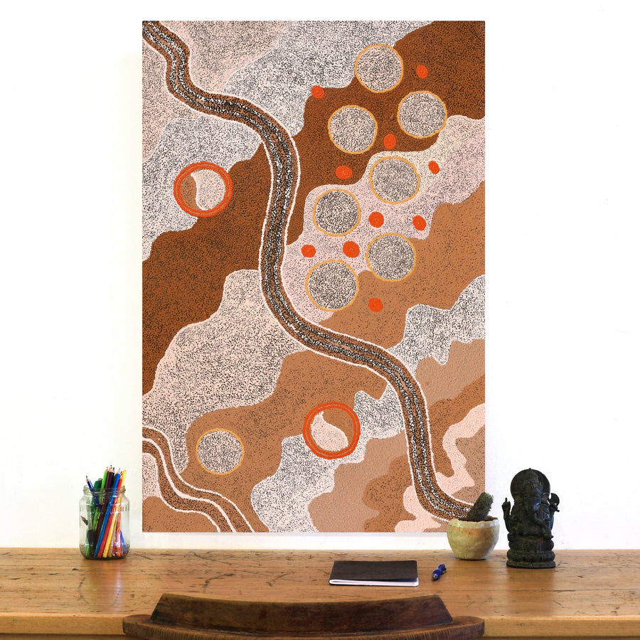 Aboriginal Artwork by Karen Norman, Kungkarangkalpa (Seven Sisters Story), 91x61cm