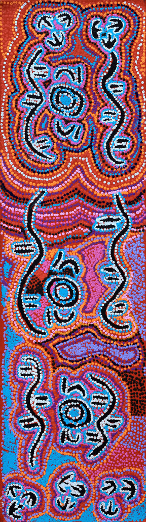 Aboriginal Artwork by Karen Napaljarri Barnes, Yankirri Jukurrpa (Emu Dreaming) - Ngarlikurlangu, 107x30cm