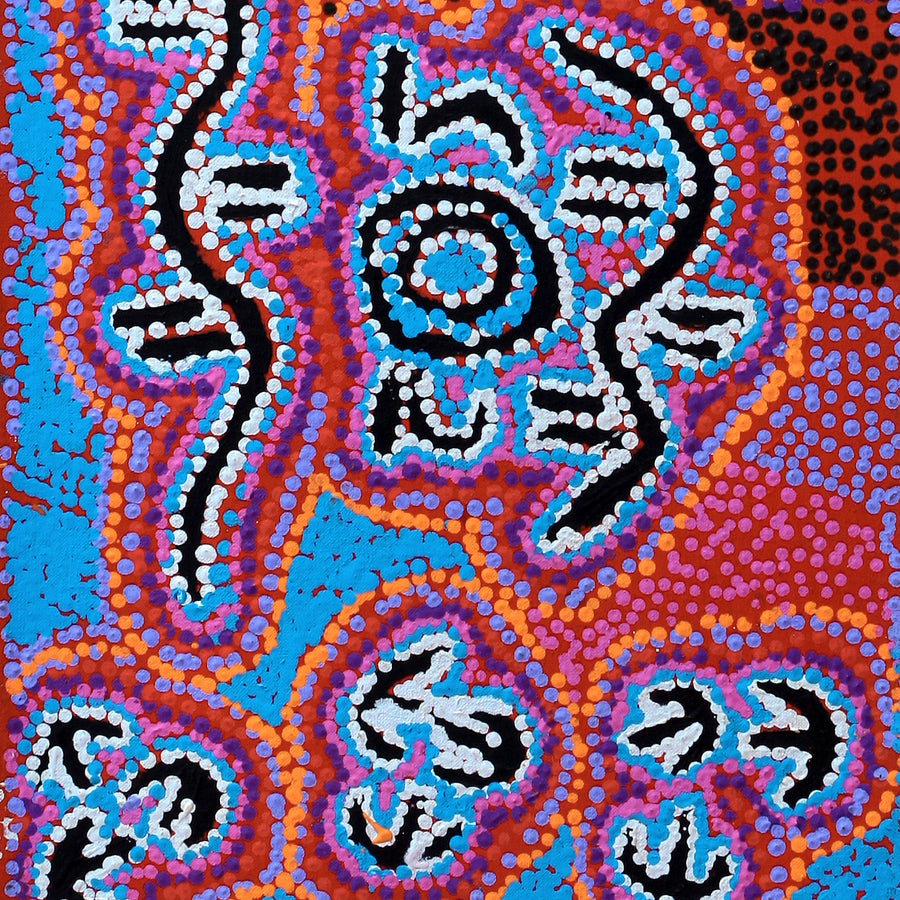 Aboriginal Artwork by Karen Napaljarri Barnes, Yankirri Jukurrpa (Emu Dreaming) - Ngarlikurlangu, 107x30cm