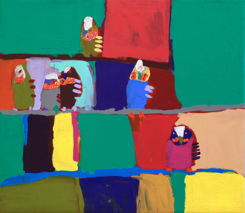 Aboriginal Artwork by Karen Napaljarri Barnes, Ngatijirri Jukurrpa (Budgerigar Dreaming), 107x91cm