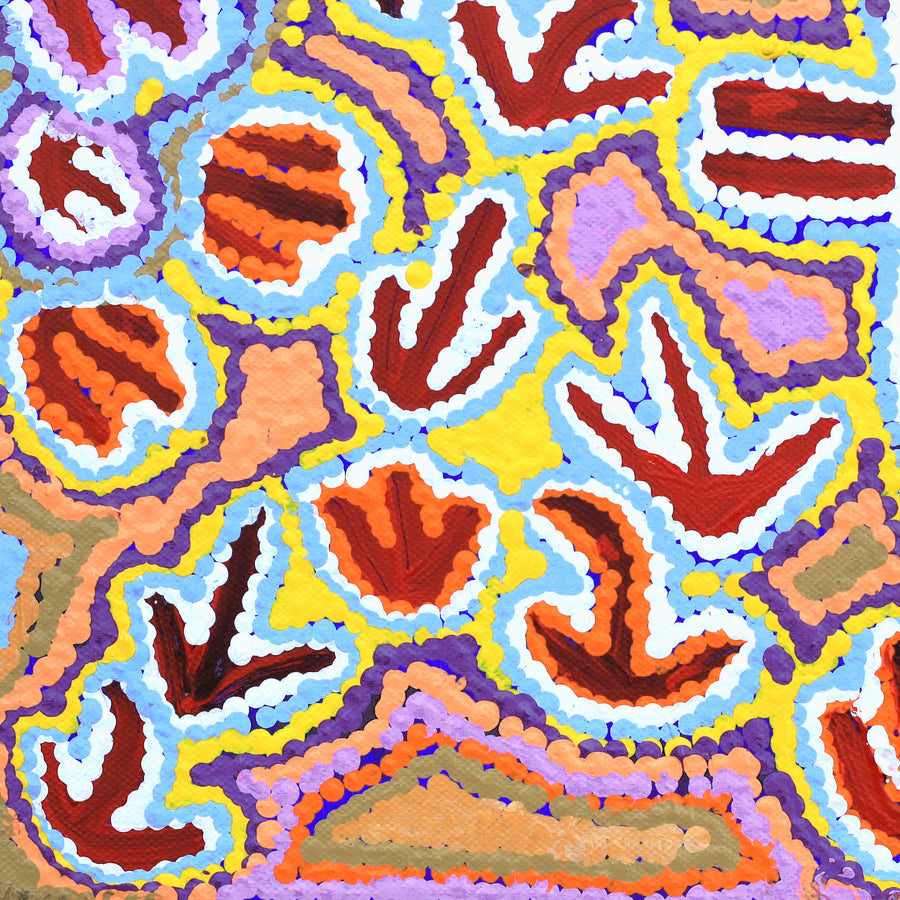 Aboriginal Artwork by Karen Napaljarri Barnes, Yankirri Jukurrpa (Emu Dreaming) - Ngarlikurlangu, 30.5x30.5cm