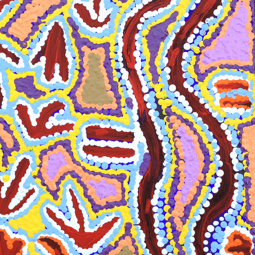 Aboriginal Artwork by Karen Napaljarri Barnes, Yankirri Jukurrpa (Emu Dreaming) - Ngarlikurlangu, 30.5x30.5cm