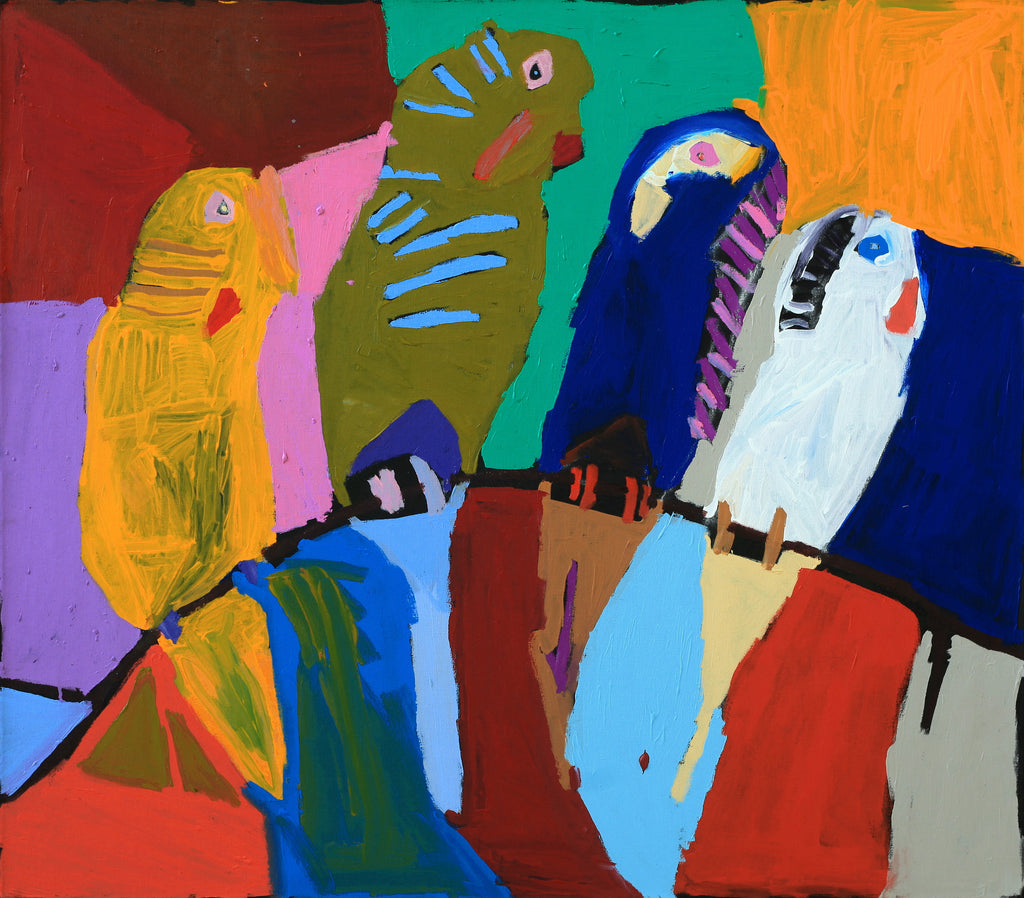 Aboriginal Artwork by Karen Napaljarri Barnes, Budgies, 122x107cm