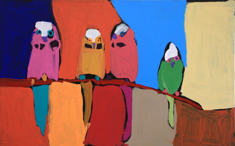 Aboriginal Artwork by Karen Napaljarri Barnes, Ngatijirri Jukurrpa (Budgerigar Dreaming), 122x76cm