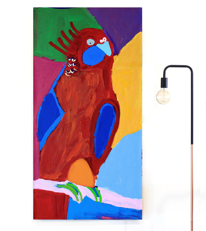 Aboriginal Artwork by Karen Napaljarri Barnes, Ngatijirri Jukurrpa (Budgerigar Dreaming), 152x76cm