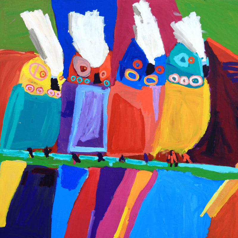 Aboriginal Artwork by Karen Napaljarri Barnes, Ngatijirri Jukurrpa (Budgerigar Dreaming), 182x122cm