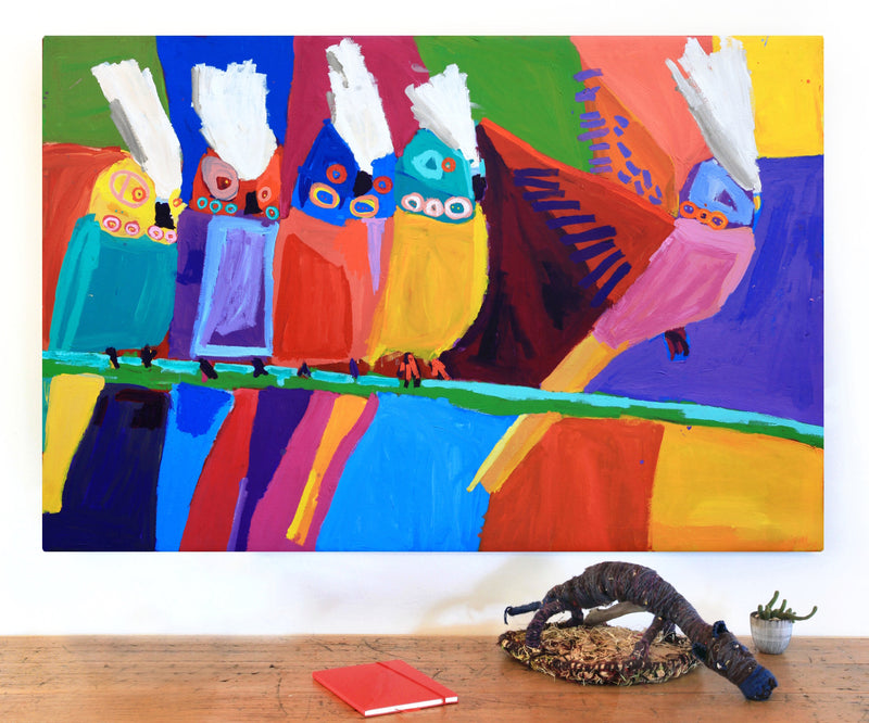 Aboriginal Artwork by Karen Napaljarri Barnes, Ngatijirri Jukurrpa (Budgerigar Dreaming), 182x122cm