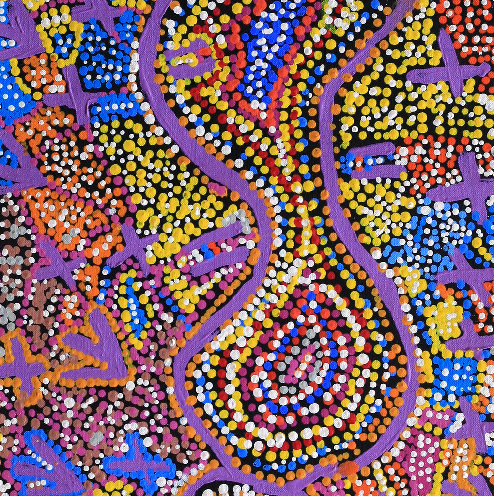 Aboriginal Artwork by Karen Napaljarri Barnes, Yankirri Jukurrpa (Emu Dreaming) - Ngarlikurlangu, 91x30cm - ART ARK®