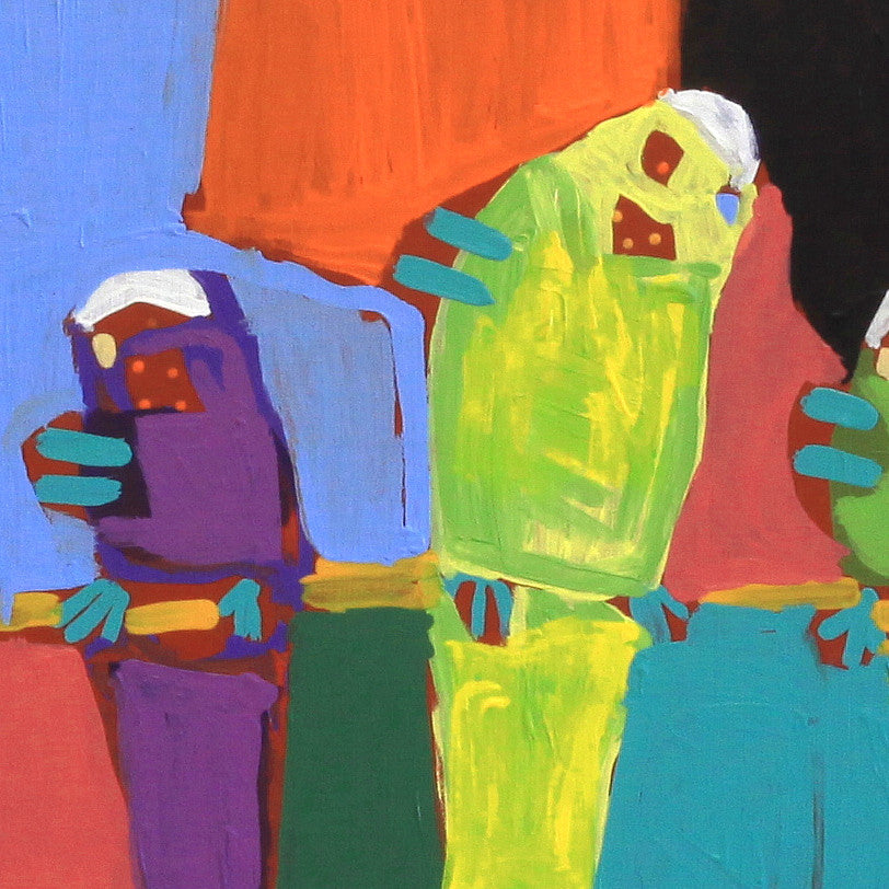 Aboriginal Artwork by Karen Napaljarri Barnes, Jurlpu kuja kalu nyinami Yurntumu-wana, 107x46cm