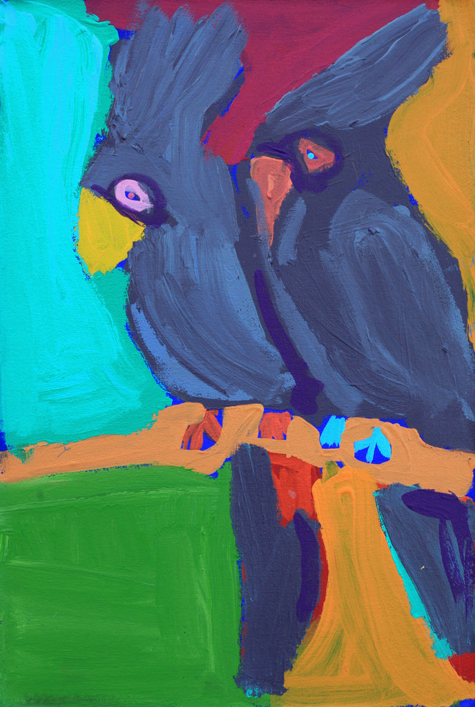 Aboriginal Artwork by Karen Napaljarri Barnes, Jurlpu kuja kalu nyinami Yurntumu-wana, 46x30cm