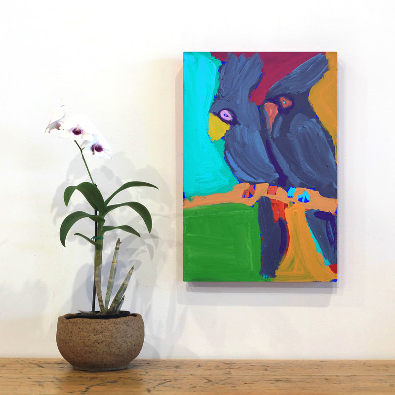 Aboriginal Artwork by Karen Napaljarri Barnes, Jurlpu kuja kalu nyinami Yurntumu-wana, 46x30cm