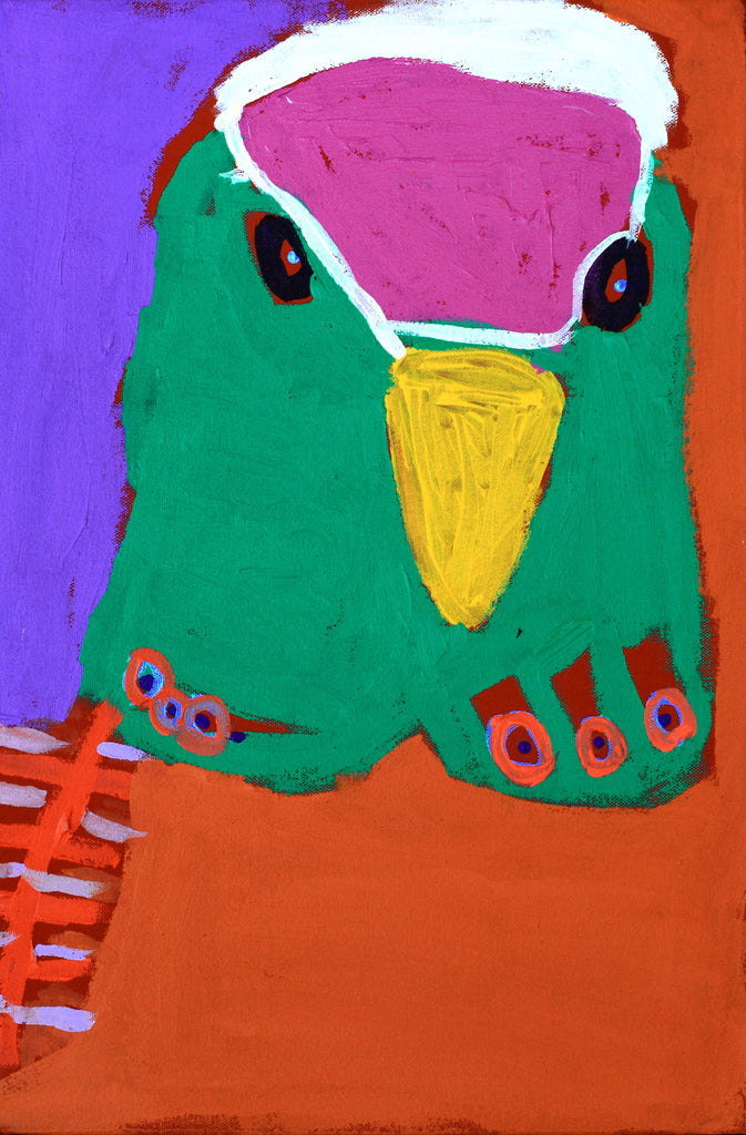 Aboriginal Artwork by Karen Napaljarri Barnes, Ngatijirri Jukurrpa (Budgerigar Dreaming), 46x30cm