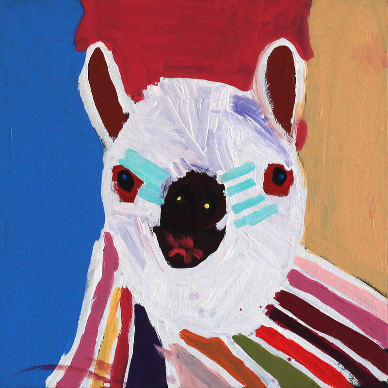 Aboriginal Artwork by Karen Napaljarri Barnes, Jarntu kuja kalu nyinami Yurntumu-rla, 46x46cm