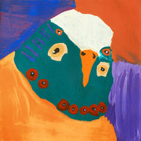 Aboriginal Artwork by Karen Napaljarri Barnes, Ngatijirri Jukurrpa (Budgerigar Dreaming), 46x46cm