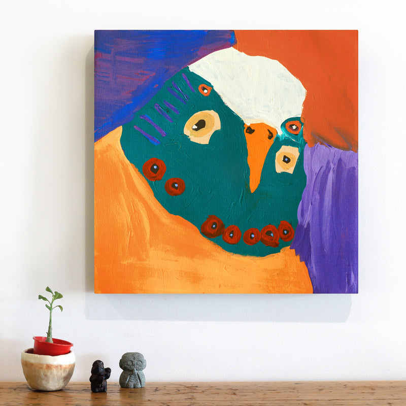 Aboriginal Artwork by Karen Napaljarri Barnes, Ngatijirri Jukurrpa (Budgerigar Dreaming), 46x46cm