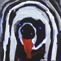 Aboriginal Artwork by Karen Napaljarri Barnes, Jarntu kuja kalu nyinami Yurntumu-rla, 30x30cm